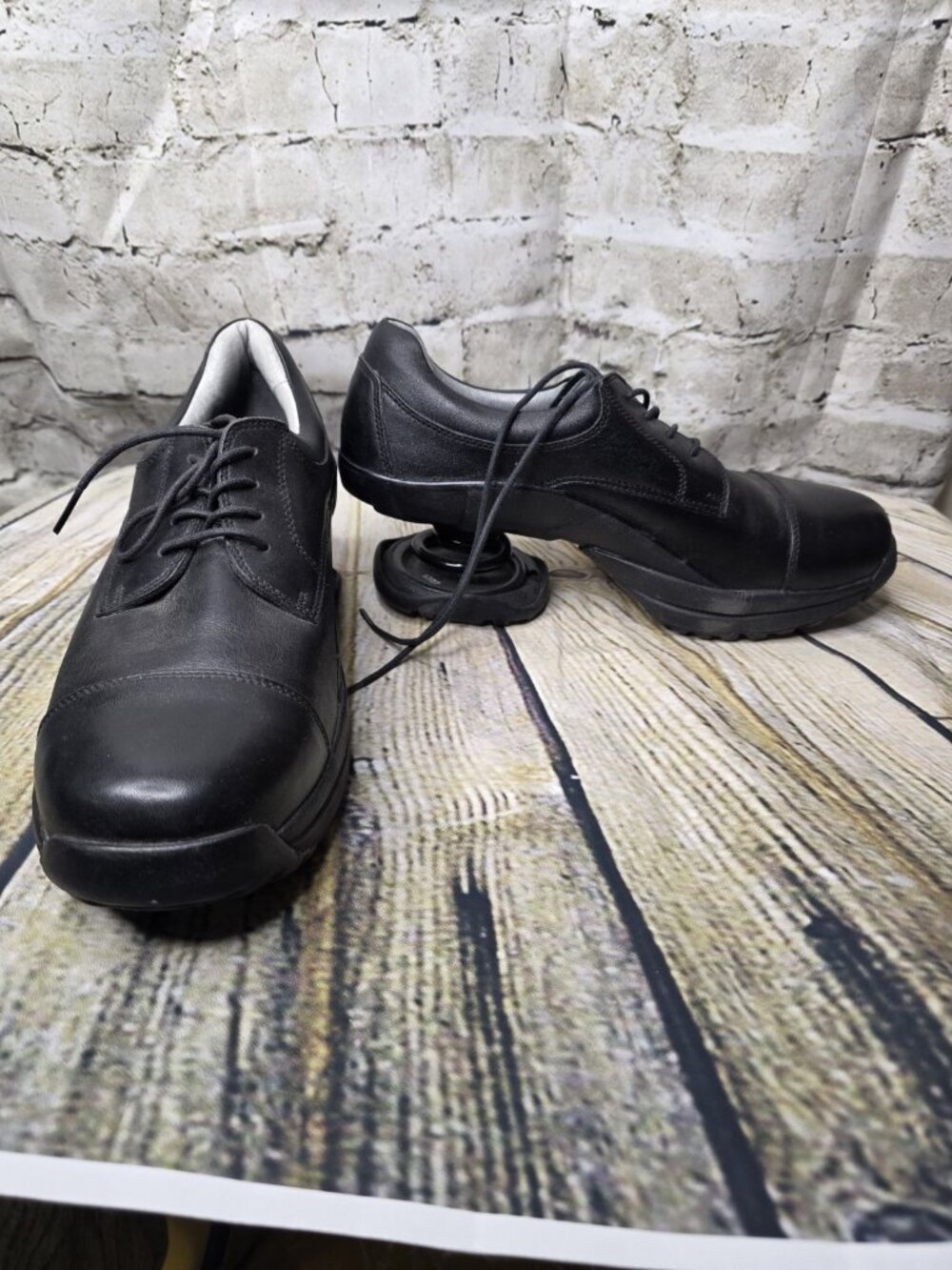 Z-Coil Santa Fe Spring Heel Shoes Mens 9 Black Leather Cap Toe Lace Up Comfort